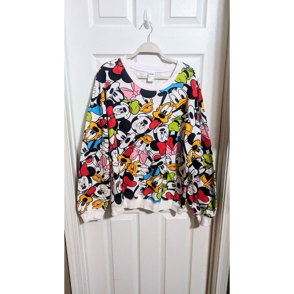 DISNEY Multi Characters Sz XXXL(21) Crewneck Pullover Sweatshirt Mickey Friends